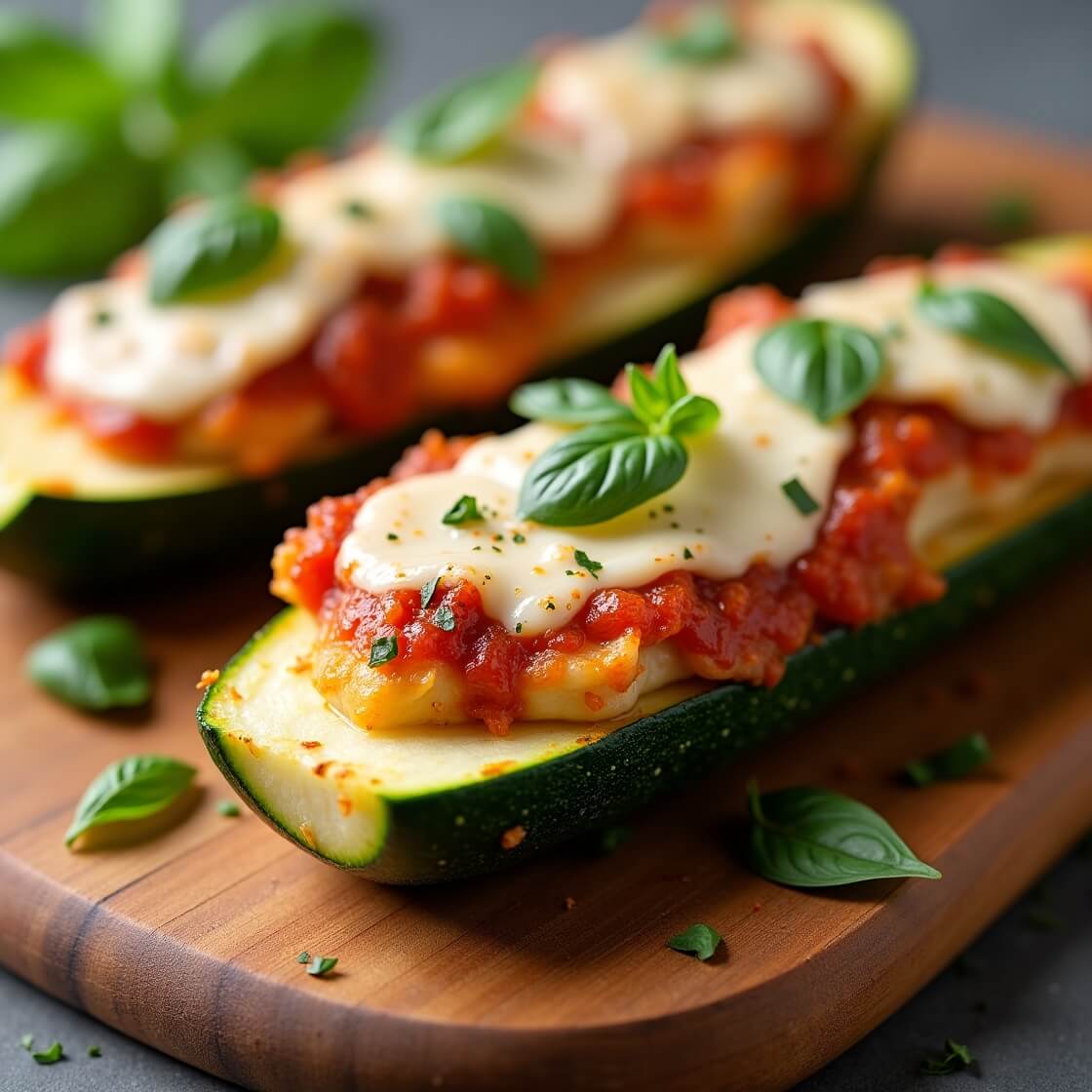 Keto Chicken Parmesan Zucchini Boats