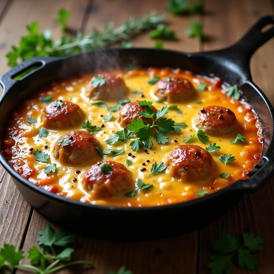 Meatball and Mashed Potato Bake