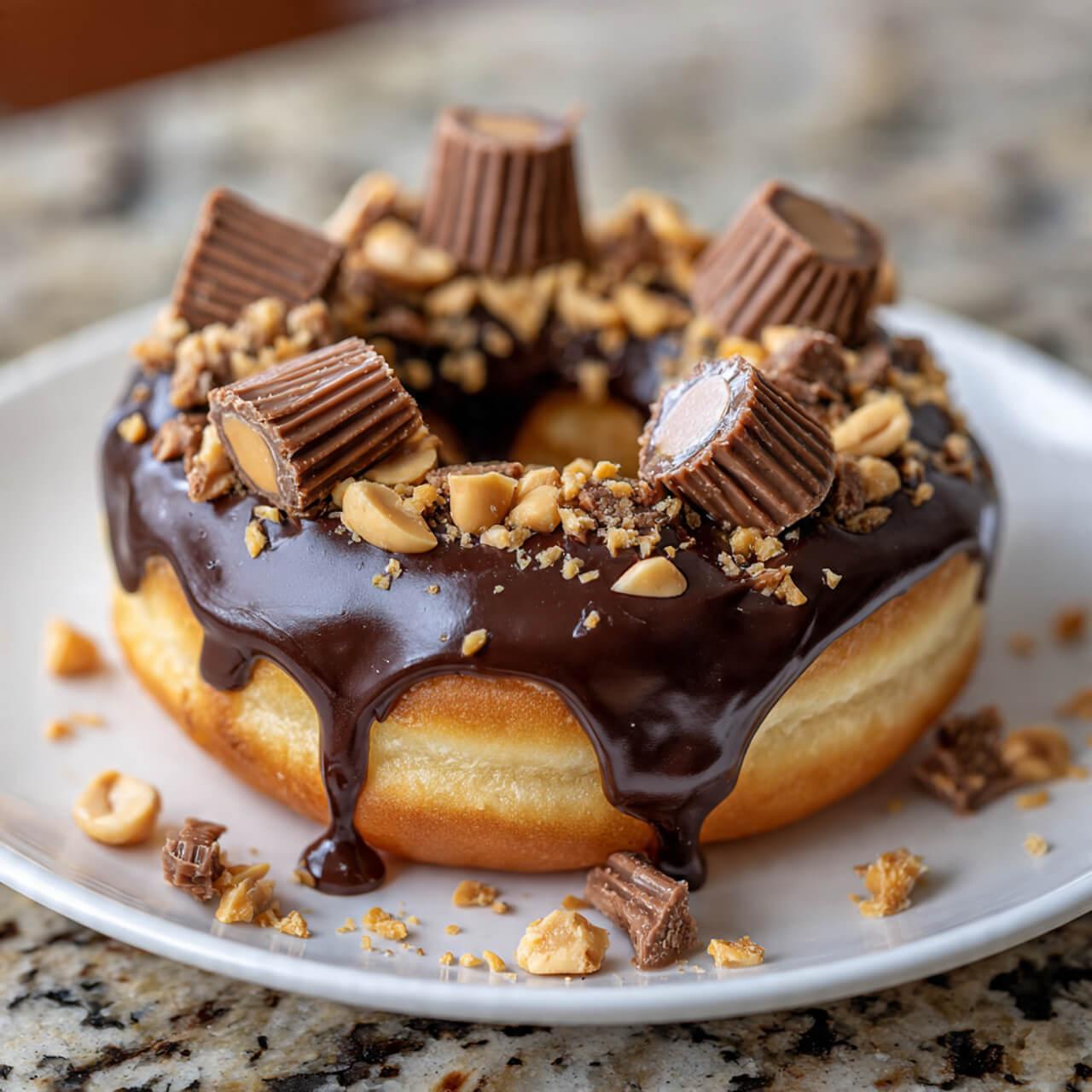 Chocolate Peanut Butter Cup Stuffed Donuts