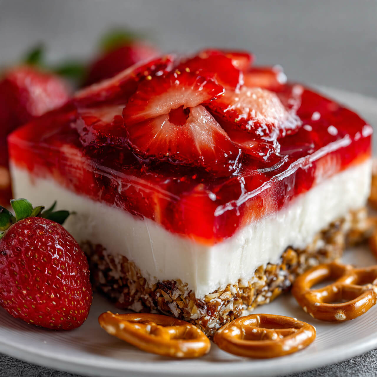 No Bake Strawberry Pretzel Salad