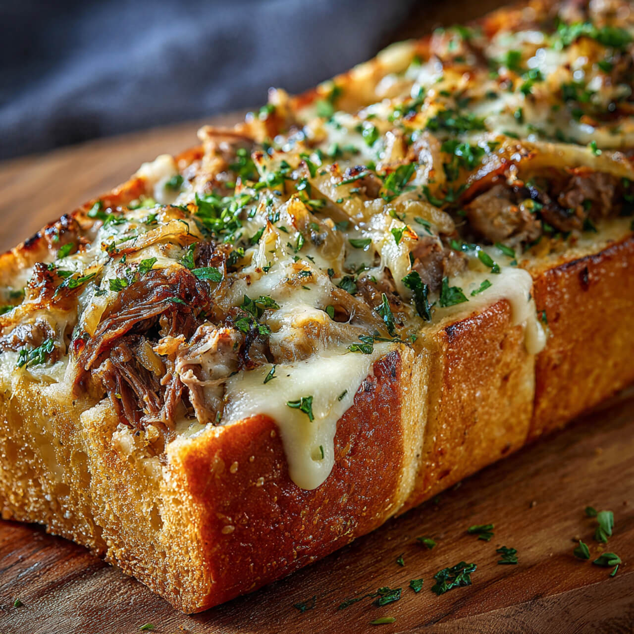 Philly Cheesesteak–Stuffed Garlic Bread