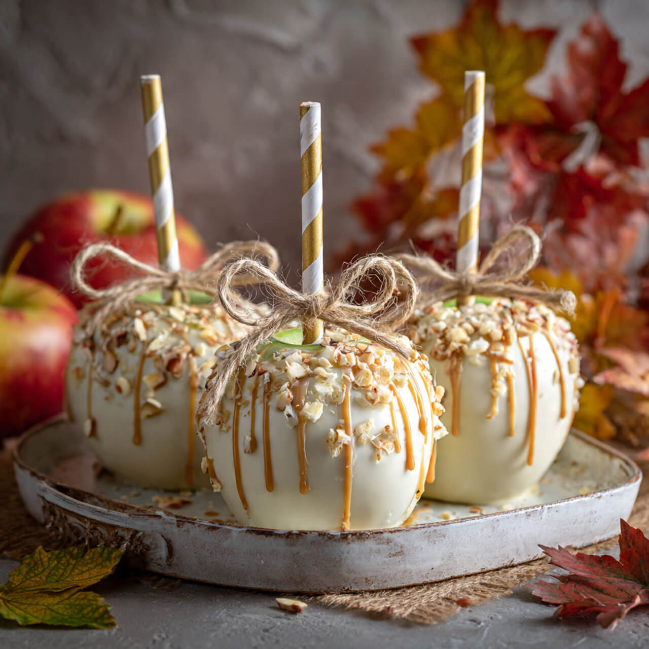 White Chocolate Caramel Apples
