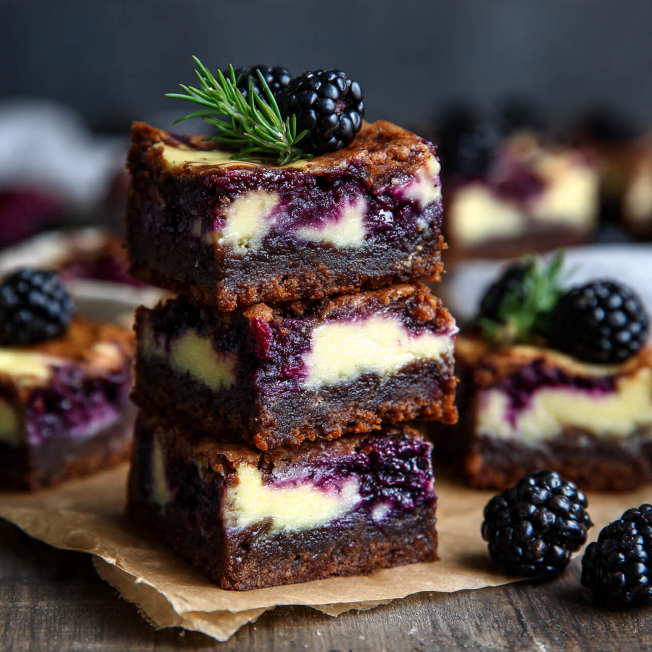 Fudgy Blackberry Cheesecake Brownies