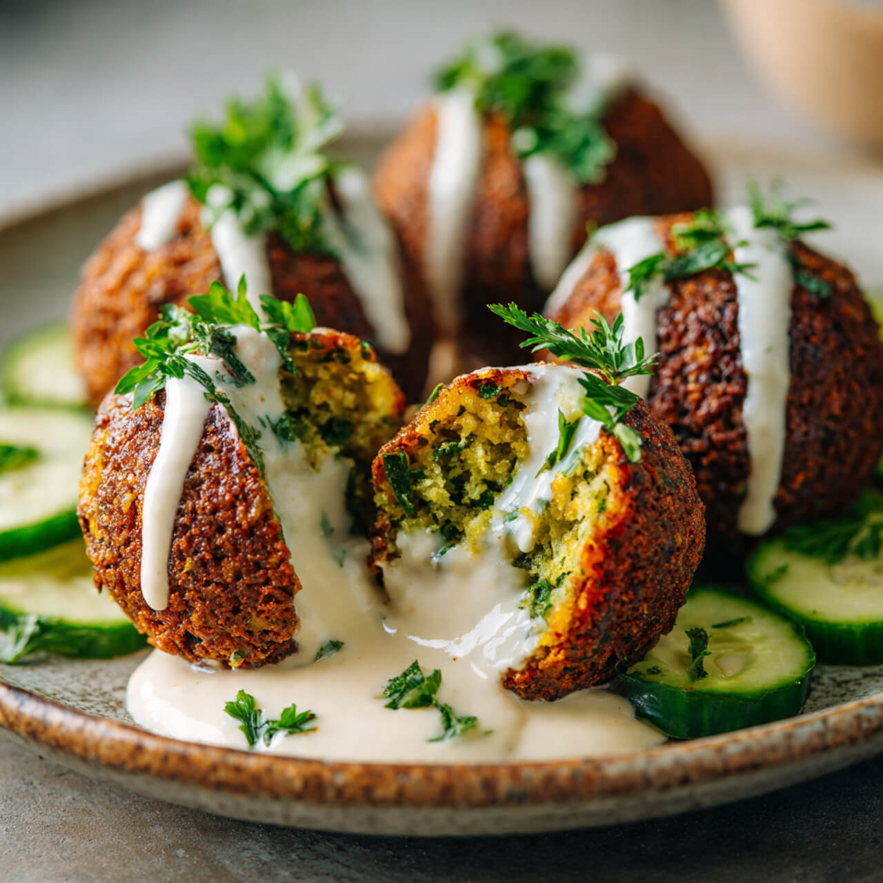 Air Fryer Falafel with Creamy Tahini Sauce