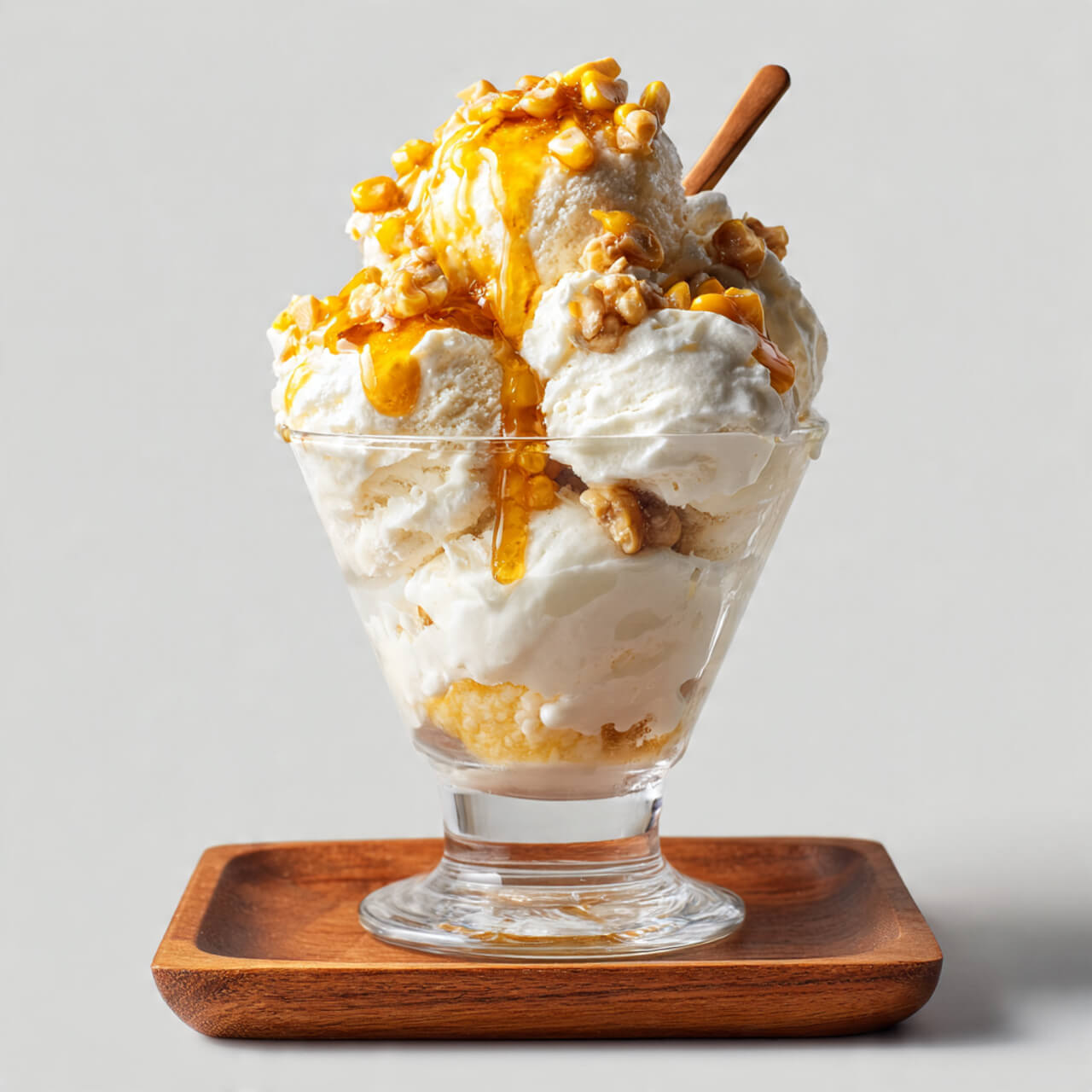 Sweet corn ice cream with honey