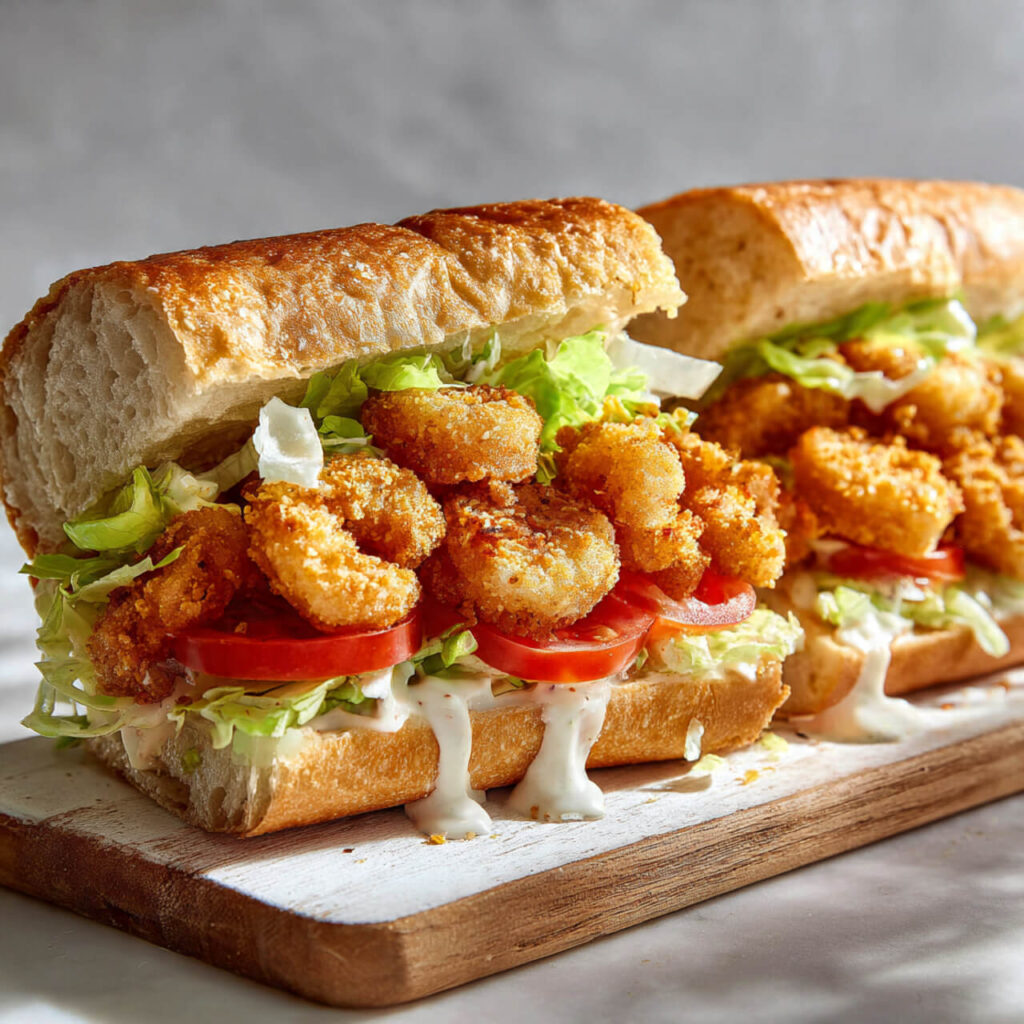 Crispy Air Fryer Shrimp Po’ Boys