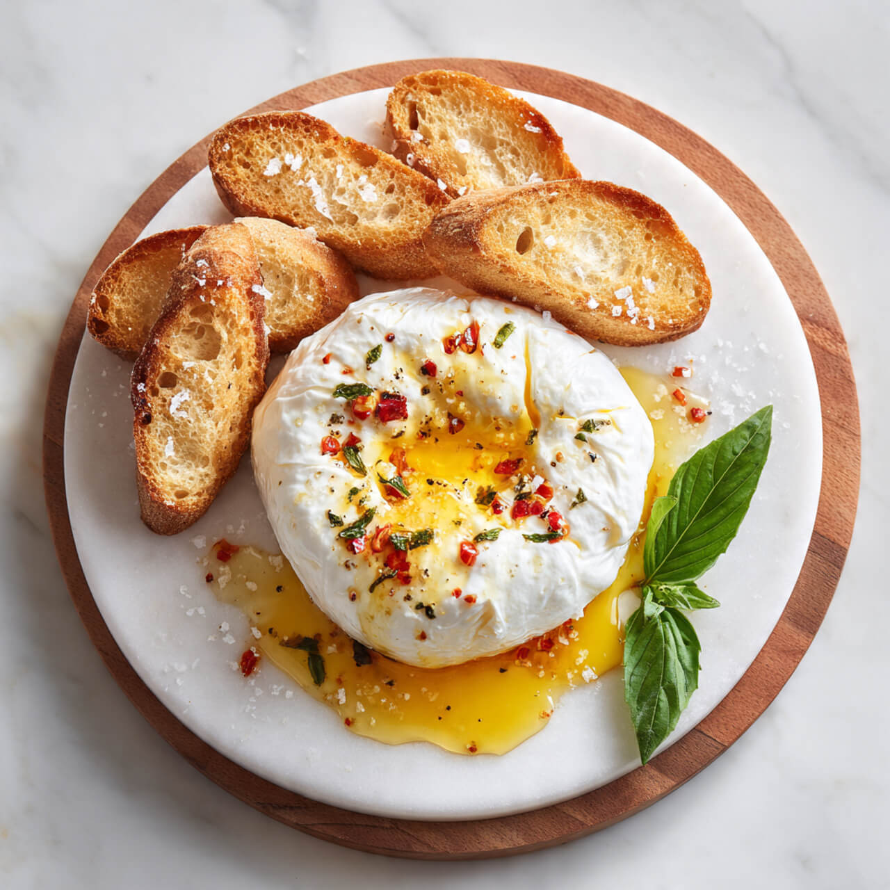 Hot Honey Burrata Appetizer with Crostini