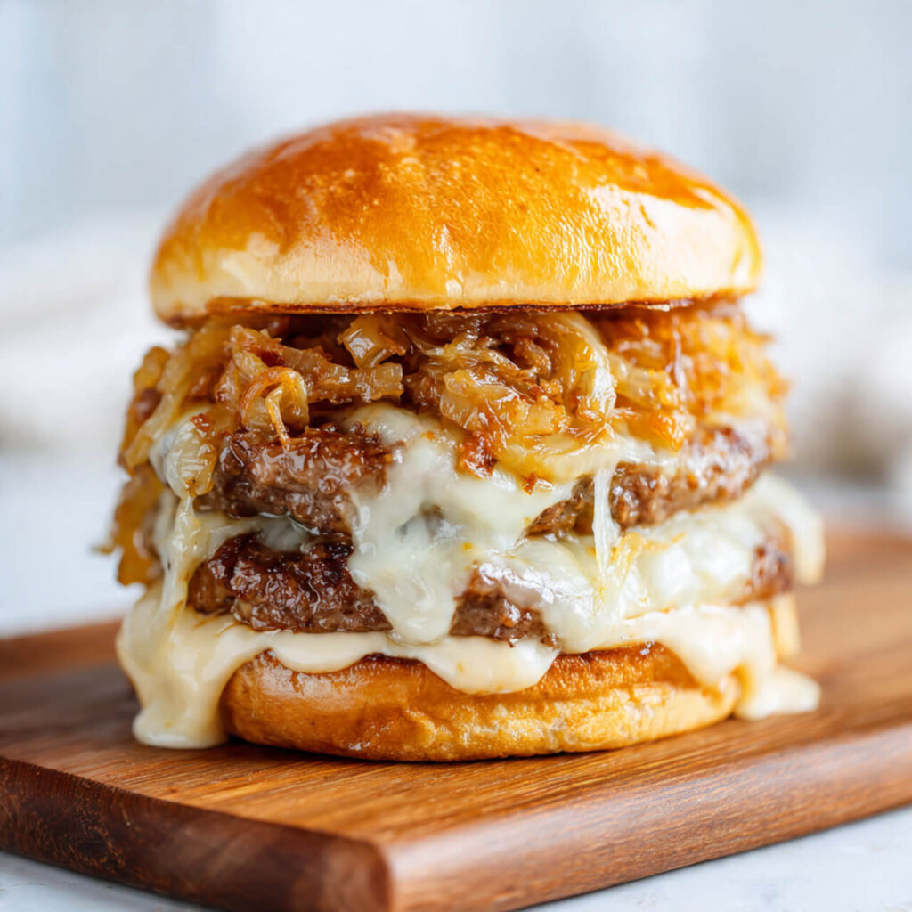 French Onion Smashburgers with Gruyère